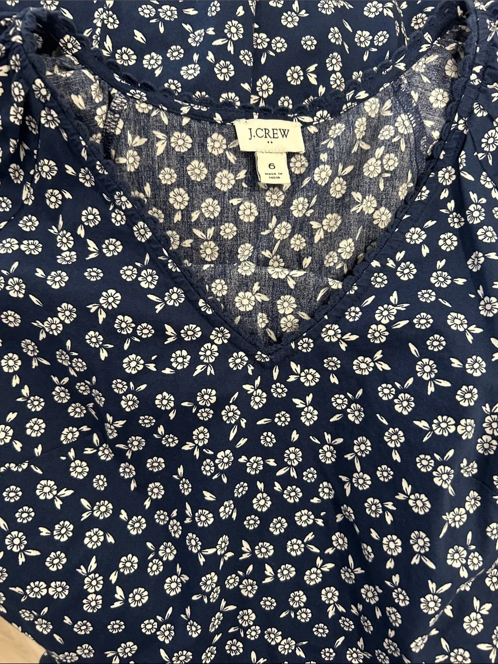 J. Crew Factory Navy Floral Midi Dress with White Print - Picture 3 of 4